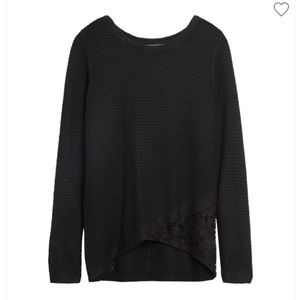 Stitch Fix Lace Asymmetric Hem Sweater Black